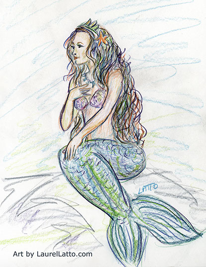Color Pencil Mermaid Drawing by Laurel Latto